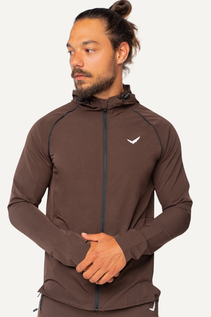 All-Day-Tracksuit für Männer, vielseitiger Trainingsanzug mit Daumenschlaufe, Zipp-Tasche und elastischem Bund, ideal für Outdoor-Aktivitäten und entspannten Komfort.