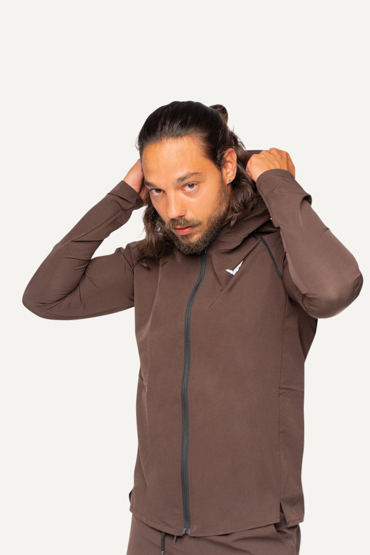All-Day-Tracksuit für Männer, vielseitiger Trainingsanzug mit Daumenschlaufe, Zipp-Tasche und elastischem Bund, ideal für Outdoor-Aktivitäten und entspannten Komfort.