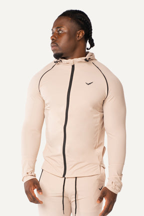 All-Day-Tracksuit für Männer, vielseitiger Trainingsanzug mit Daumenschlaufe, Zipp-Tasche und elastischem Bund, ideal für Outdoor-Aktivitäten und entspannten Komfort.